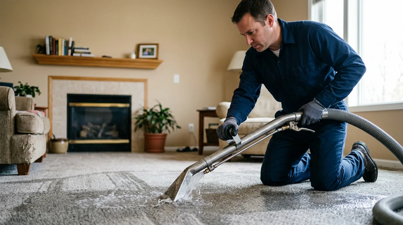 Water damage restoration technician working near Malden, MO